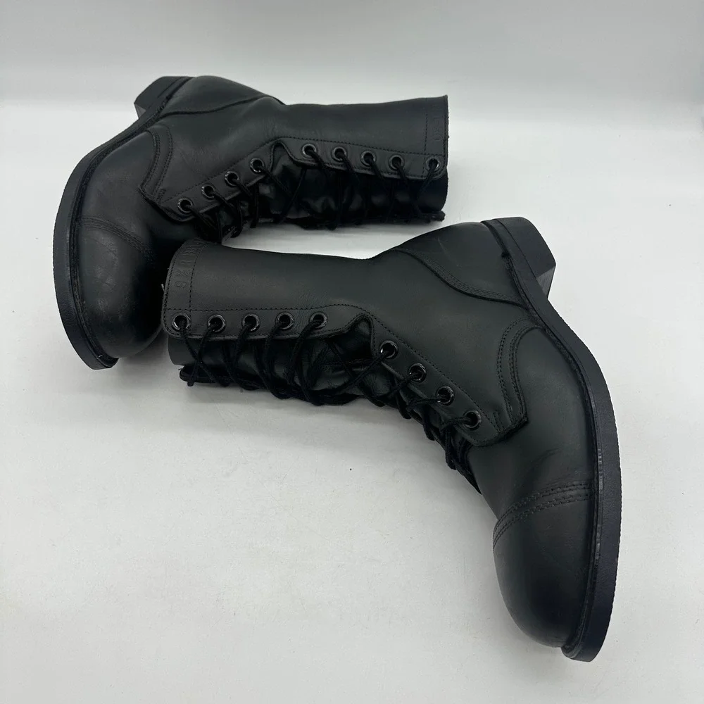 Vintage US Military Size 9. R January 1990 Capped Toe Black Leather Combat Boots